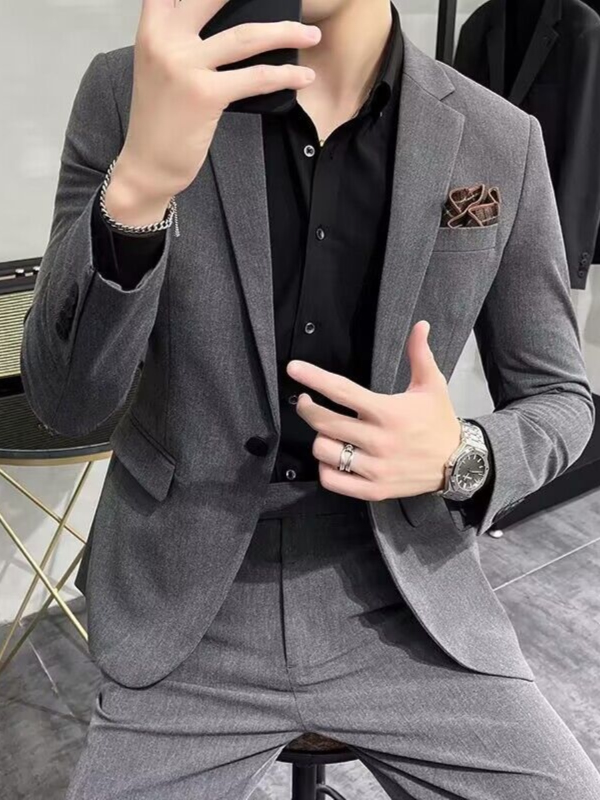Men'S Urban Formal Wear - ビジネスカジュアルスリムフィットメンズスリーピーススーツ、結婚式新郎介添人用フォーマルウェア、ポリエステル混紡、ファッショナブルな都会スタイル