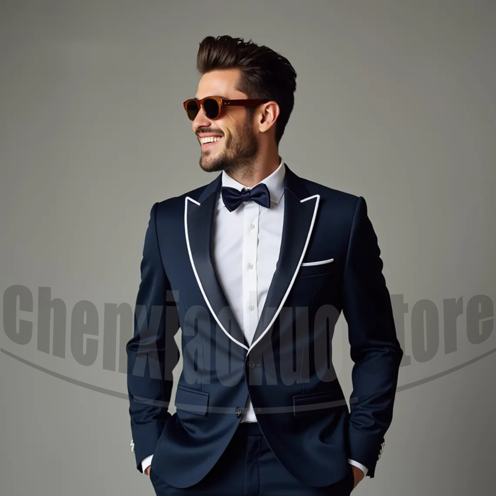 Men'S Formal Evening Wear - 男性スーツファッションピークドラペルシングルブレスト着用シックな結婚式新郎イブニングパーティーフォーマル男性スーツ 2 個 (ブレザー + パンツ)