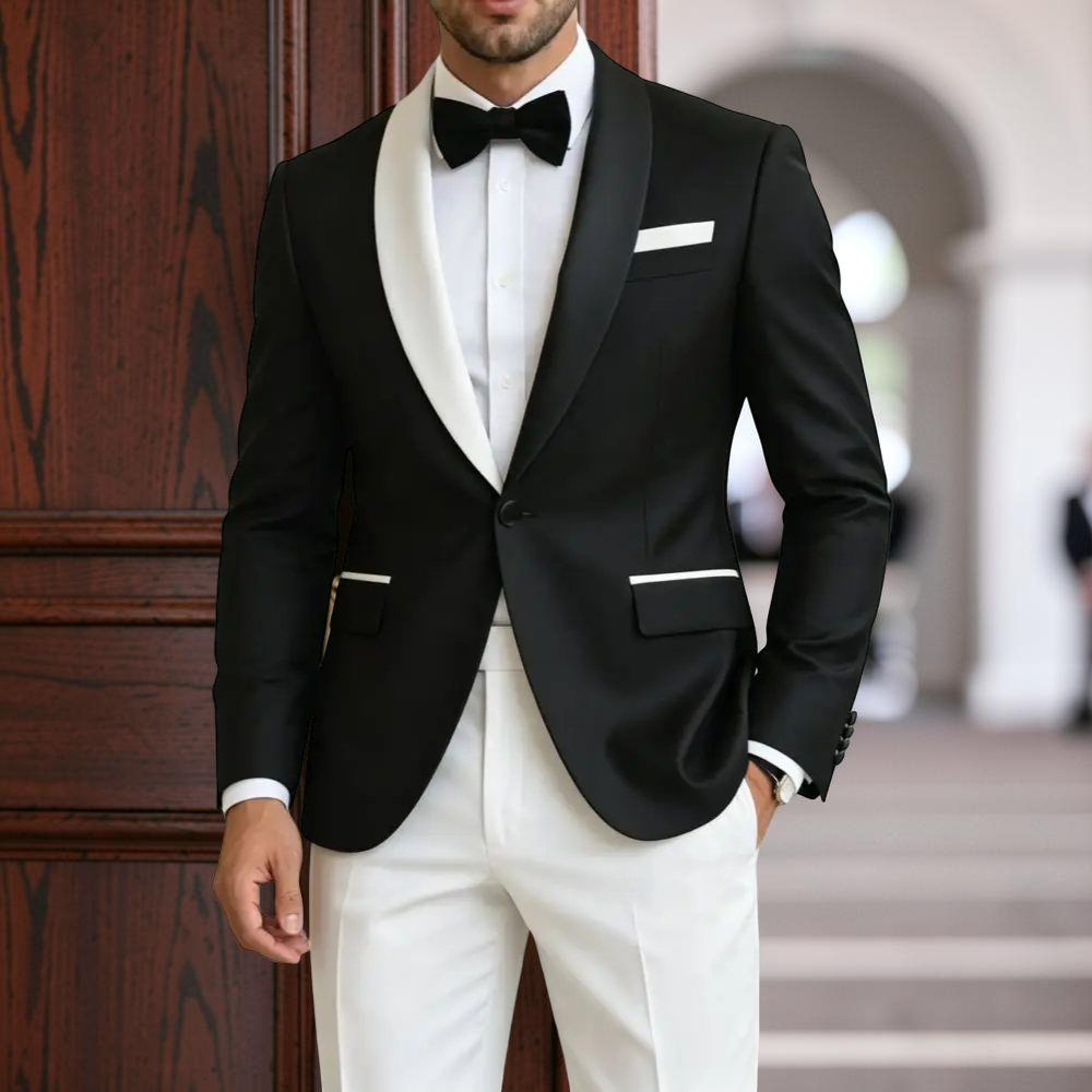Men'S Formal Evening Wear - 男性用フォーマルスーツ コントラストカラー 2ピース ウェディングタキシード ショールラペル プロム