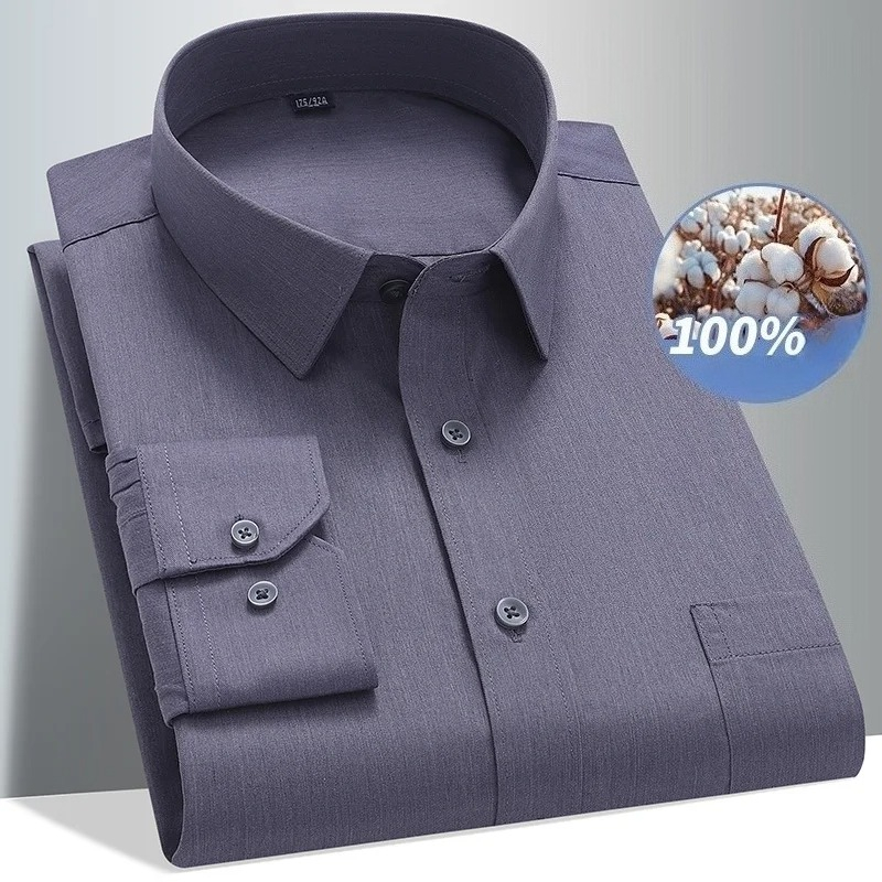 Men Formal Wear Black And White - 8XL 100%綿 長袖シャツ メンズ フォーマル オフィスウェア