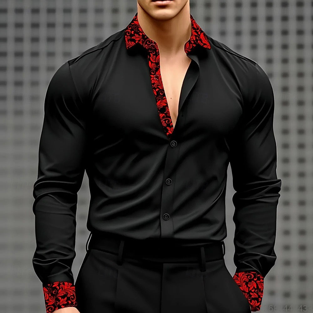 Men'S Holiday Formal Wear - 10 色メンズ花柄プリントフラワーシャツフォーマルシャツ長袖ファッションカジュアルホリデーウェア夏ラペル 3D プリントボタン-Do