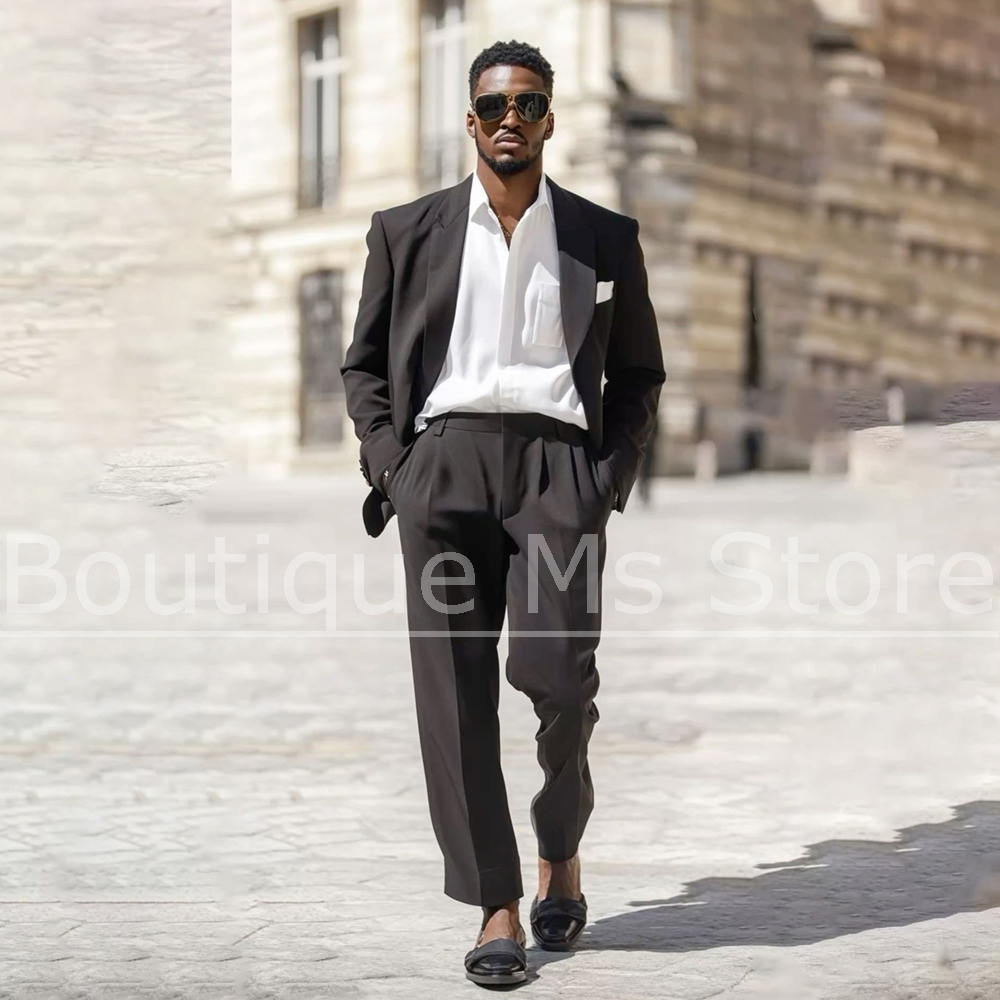 Men'S Formal Evening Wear - ダークブラウンメンズスーツ 2 ピース シングルブレスト 結婚式 ビジネス