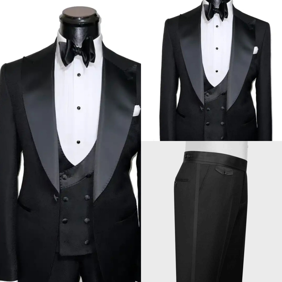 Men'S Formal Evening Wear - フォーマルな結婚式のタキシード、ピークドラペル、3ピース（ジャケット、ベスト、パンツ）、メンズスーツ、ファッショナブルなワンボタン、新郎用イブニングブレザー、カスタムメイド