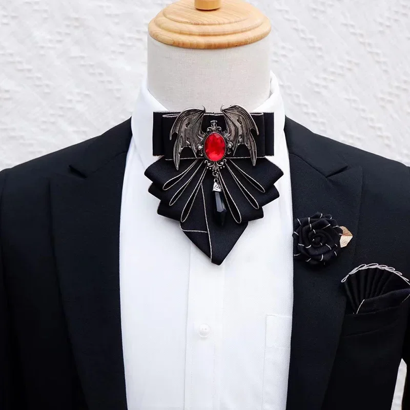 Men'S Formal Wear Ties - 男性用の英国スタイルのボウブローチセット,花の襟付きのフォーマルウェア,蝶ネクタイ,ポケットタオル
