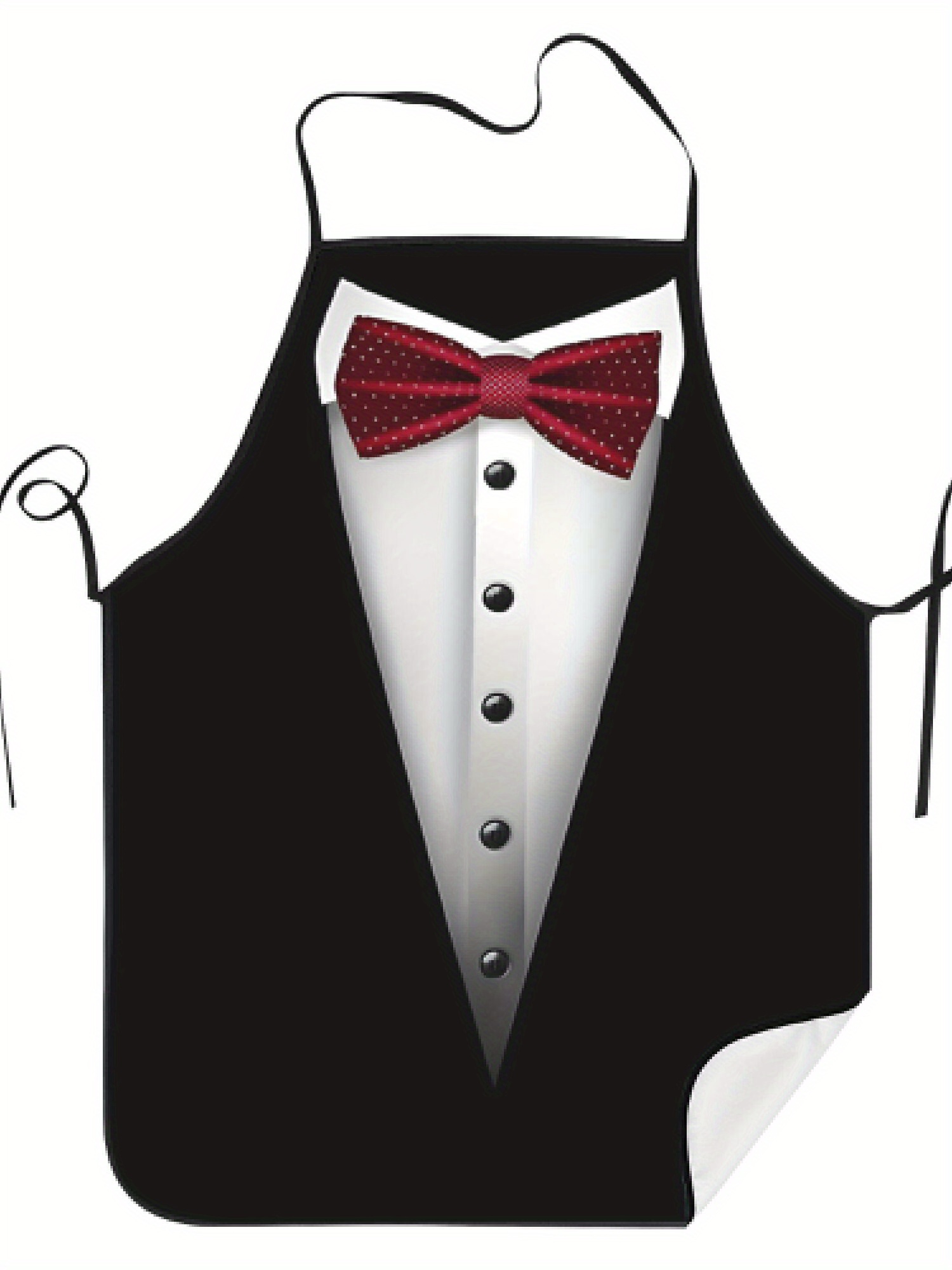 Men Formal Wear Black And White - タキシードエプロン赤い蝶ネクタイキッチン調理ベーキングギフト男性用フォーマルシェフウェアエレガントな黒と白のデザイン