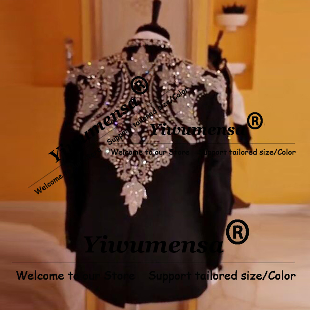 イタリアデザインスーツ男性用結婚式クリスタルビーズプロムブレ - Men Formal Party Wear Outfit のレビューと価格