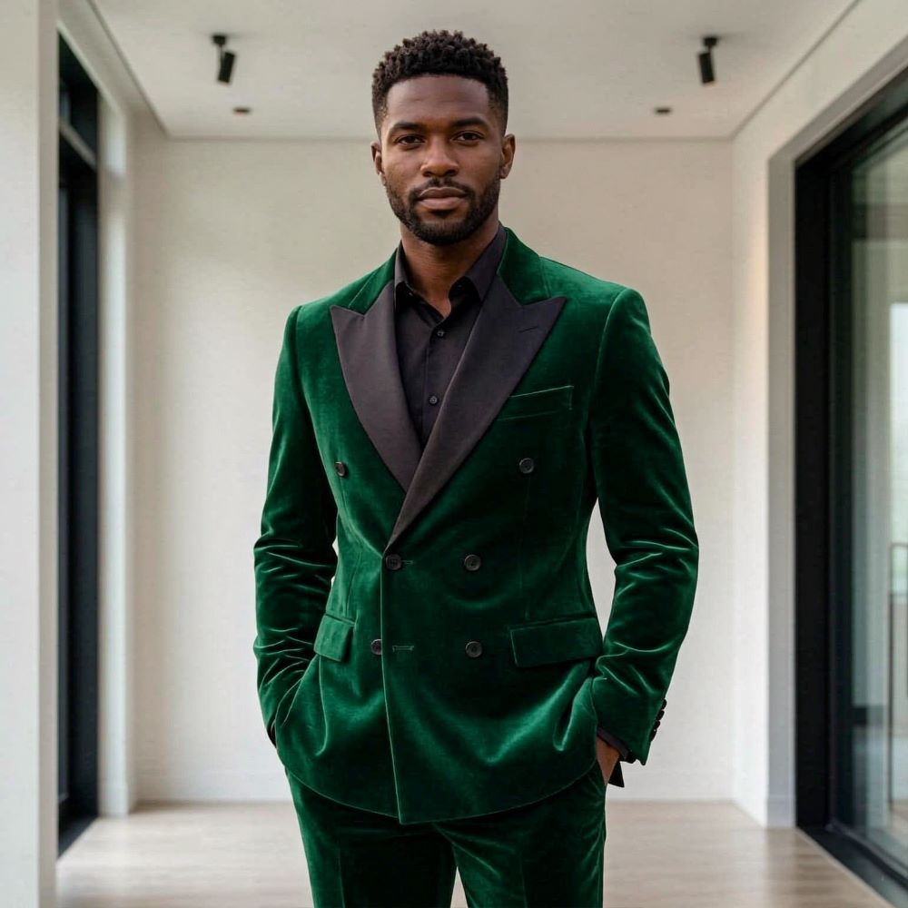 男性用フォーマルベルベットスーツ ダブルブレスト グルームズ - Men Formal Wear For Wedding のレビューと価格