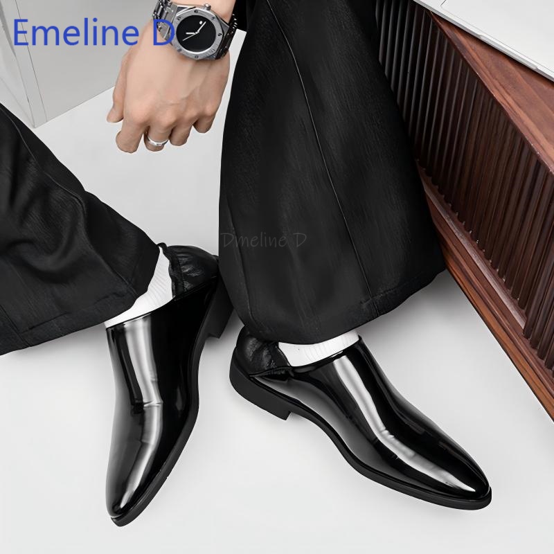 メンズ光沢のあるパテントレザーローファー、2WAY折り返しヒ - Men'S Urban Formal Wear のレビューと価格