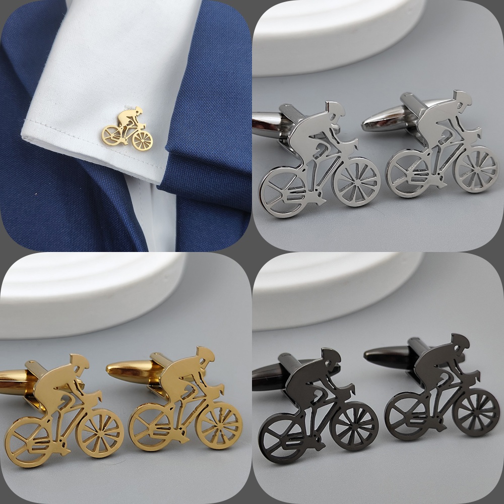 メンズバイクカフリンクス,金メッキ,ブラックステンレススチー - Men Formal Wear Shirts のレビューと価格