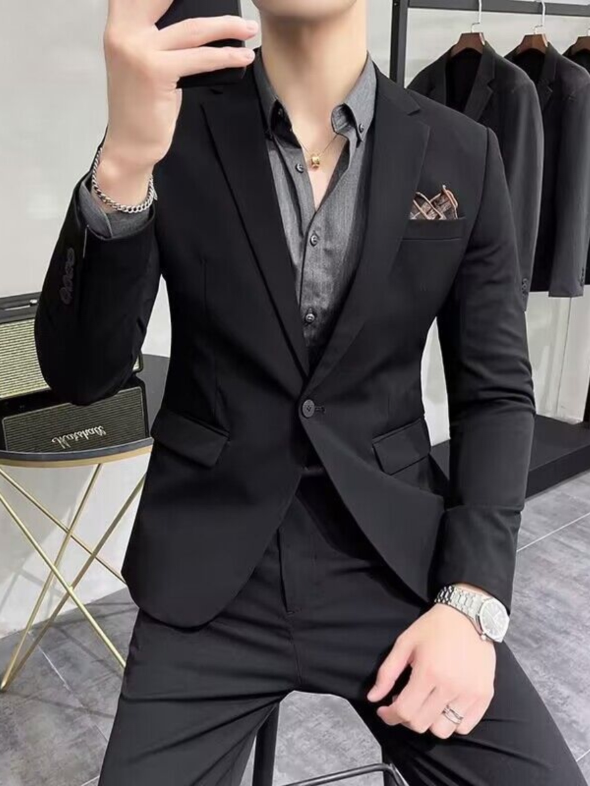 ビジネスカジュアルスリムフィットメンズスリーピーススーツ、結 - Men'S Urban Formal Wear のレビューと価格