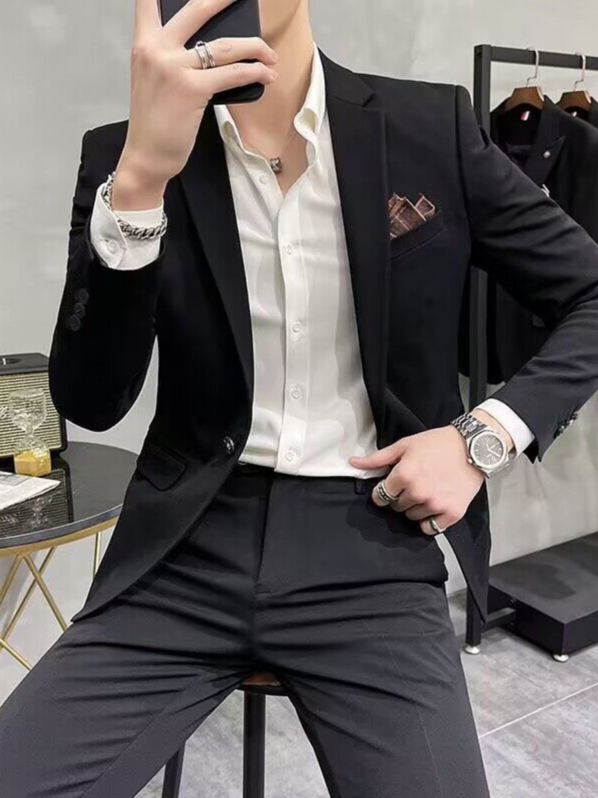 ビジネスカジュアルスリムフィットメンズスリーピーススーツ、結 - Men'S Urban Formal Wear のレビューと価格