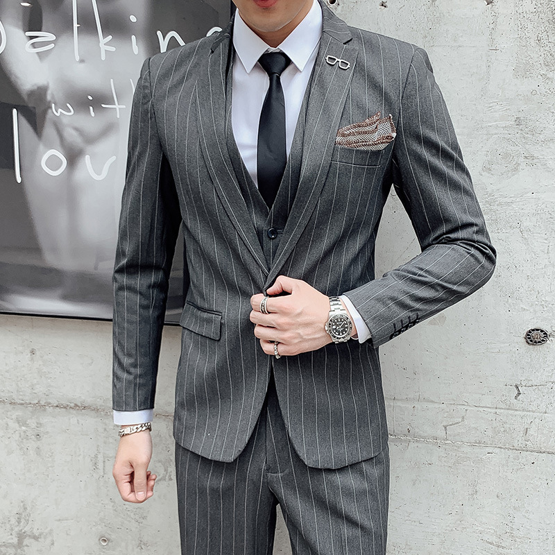 メンズ韓国風スリーピースチェック柄スーツ 結婚式 花婿介添人 - Men'S Urban Formal Wear のレビューと価格