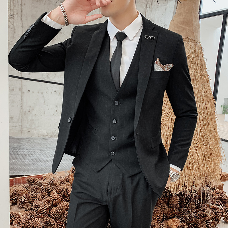 メンズ韓国風スリーピースチェック柄スーツ 結婚式 花婿介添人 - Men'S Urban Formal Wear のレビューと価格
