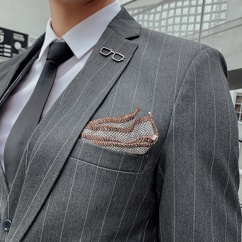 メンズ韓国風スリーピースチェック柄スーツ 結婚式 花婿介添人 - Men'S Urban Formal Wear のレビューと価格