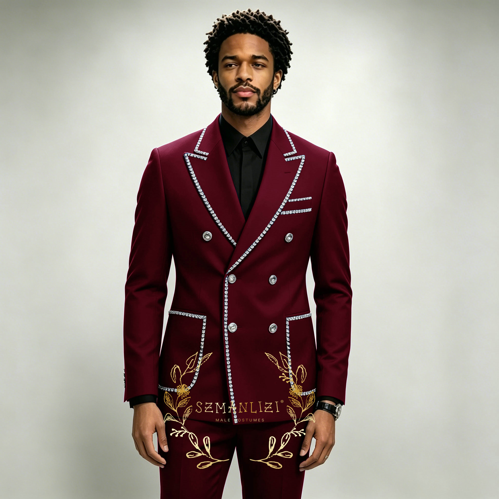 高級メンズスーツ2ピース ロイヤルブルー クリスタル ピーク - Men Formal Wear For Wedding のレビューと価格