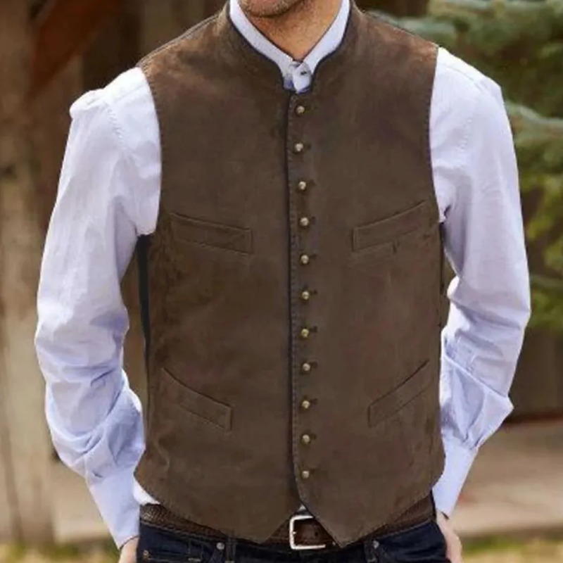 男性ベストコーヒースエードベルベットシングルボタンチョッキ結 - Men Formal Wear Outfits のレビューと価格