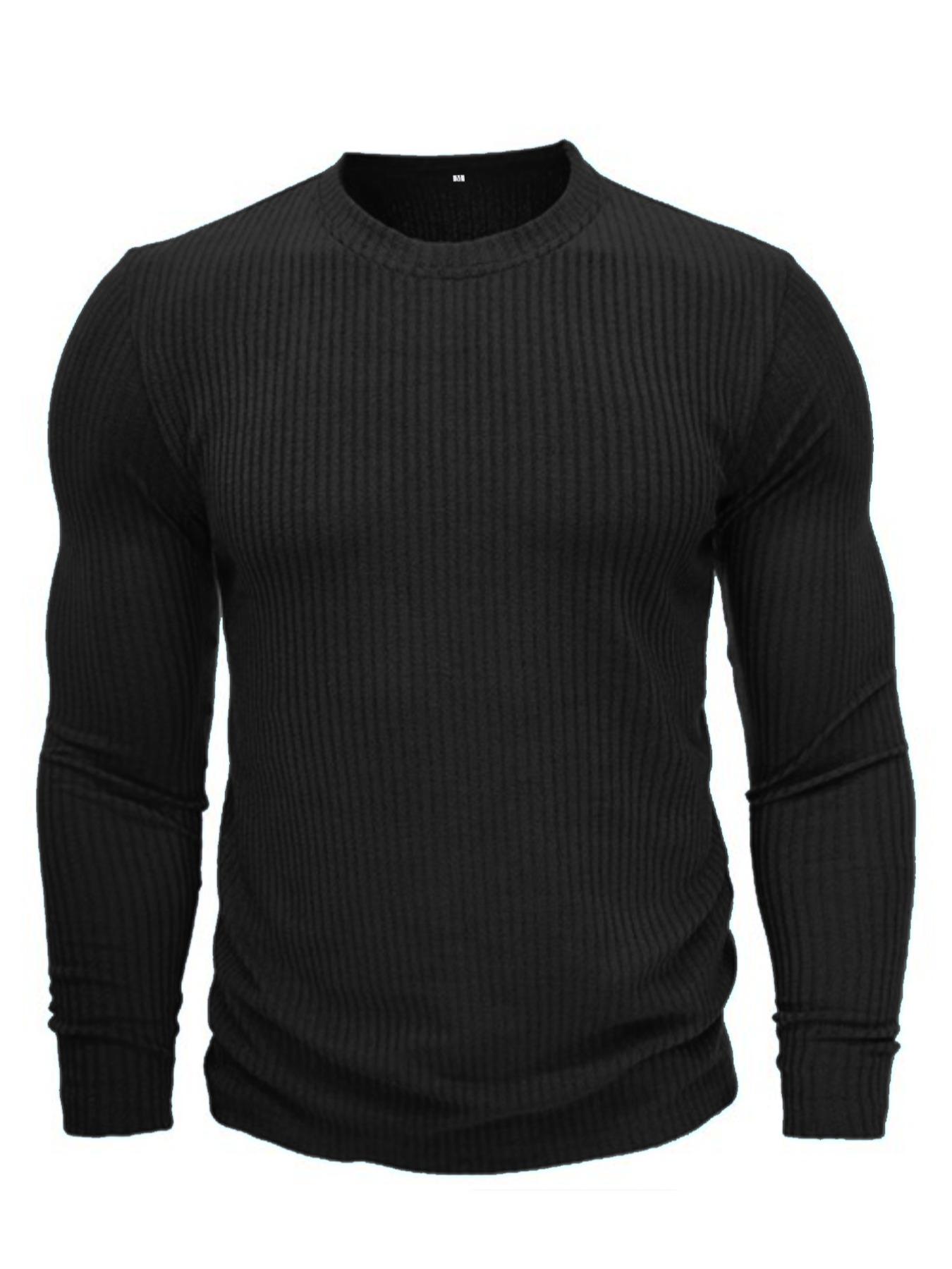 メンズ ラウンドネック 長袖 ニットTシャツ 無地 プルオー - Men Formal Wear Shirts のレビューと価格