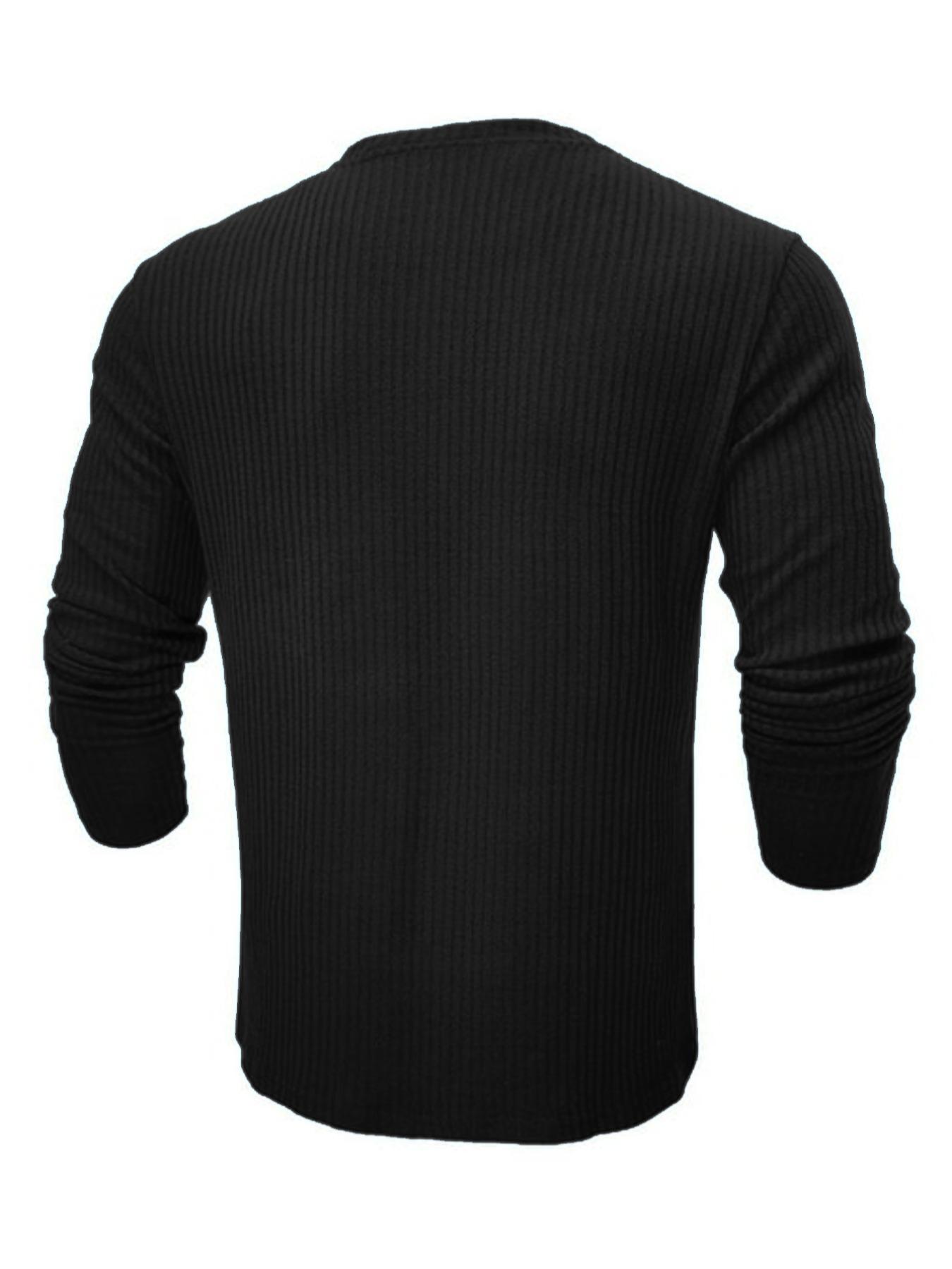 メンズ ラウンドネック 長袖 ニットTシャツ 無地 プルオー - Men Formal Wear Shirts のレビューと価格