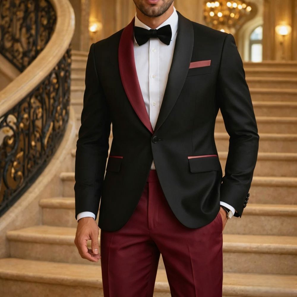 男性用フォーマルスーツ コントラストカラー 2ピース ウェデ - Men'S Formal Evening Wear のレビューと価格
