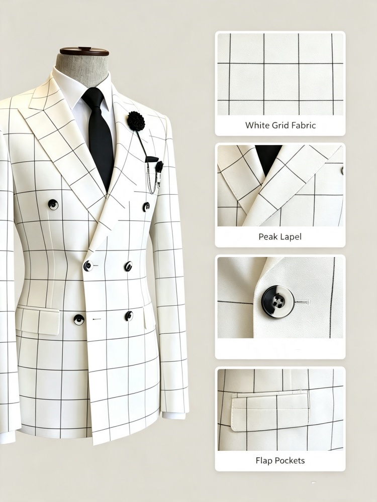 メンズミニマリストカジュアルブレザー スリムフィット ダブル - Men Formal Wear Outfits のレビューと価格