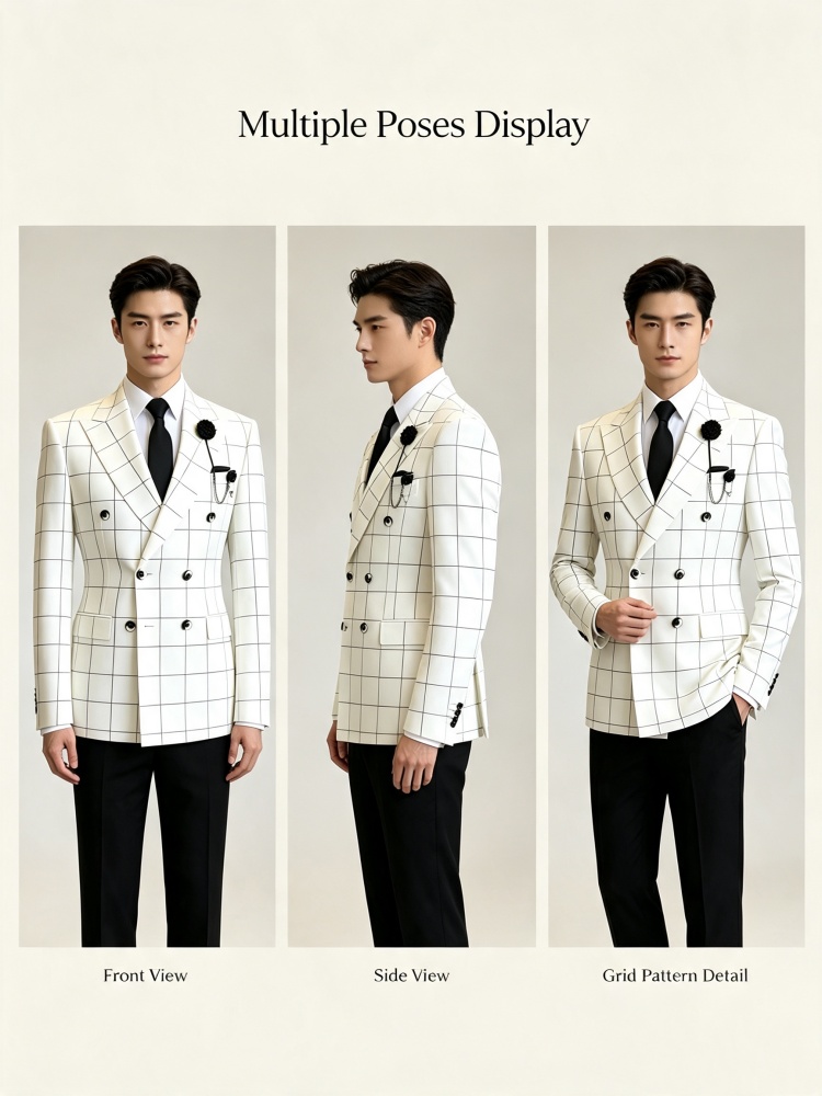 メンズミニマリストカジュアルブレザー スリムフィット ダブル - Men Formal Wear Outfits のレビューと価格