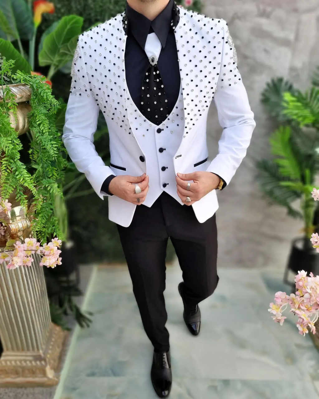 エレガントなダイヤモンドメンズスーツ 2ピース ブレザー パ - Elegant Formal Men'S Wear のレビューと価格
