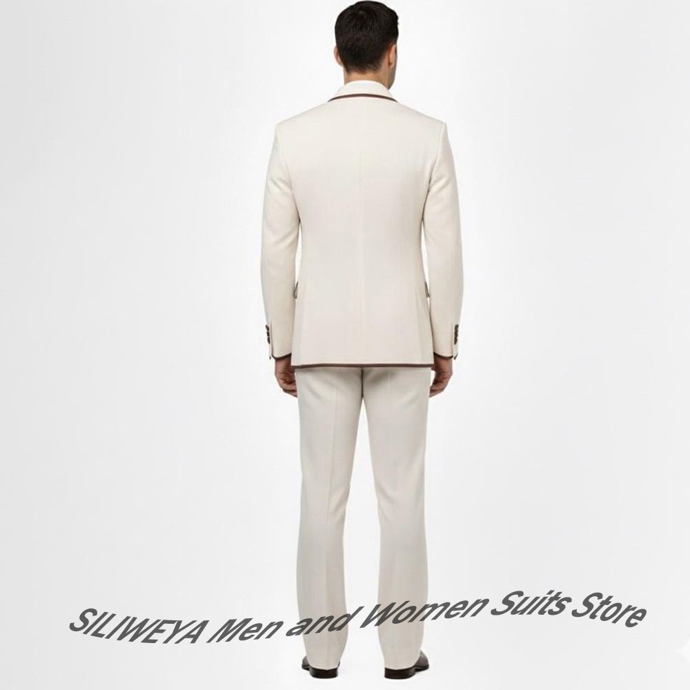 スタイリッシュなメンズダブルブレストスーツセット ブラウンパ - Men'S Formal Evening Wear のレビューと価格