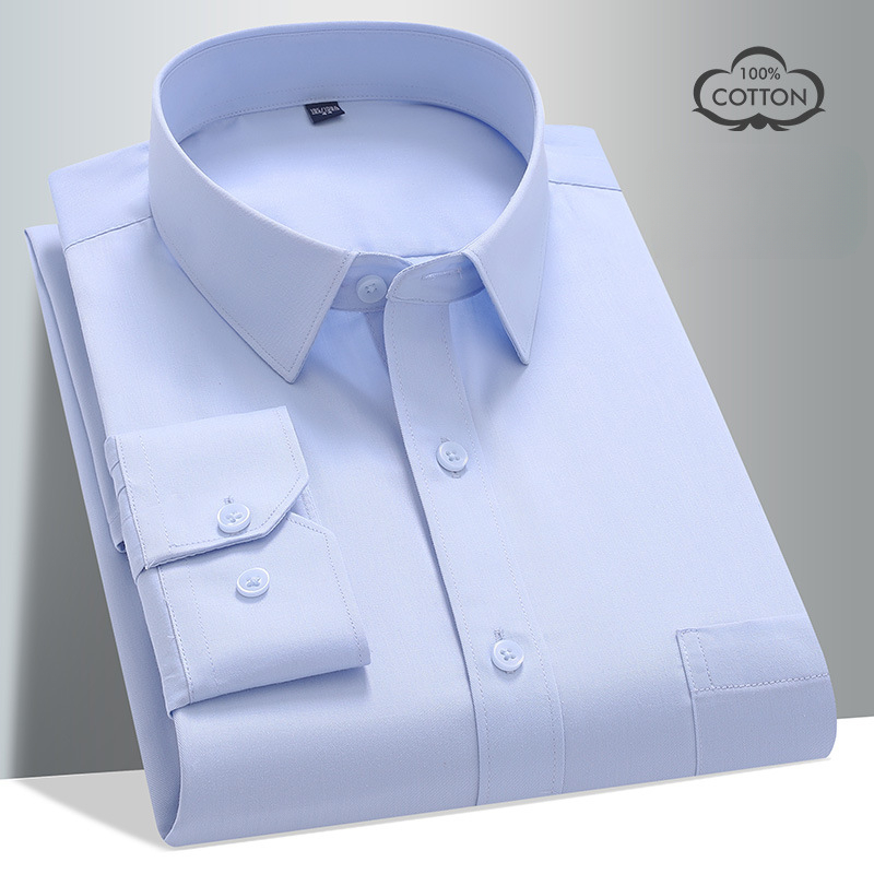 8XL 100%綿 長袖シャツ メンズ フォーマル オフィス - Men Formal Wear Black And White のレビューと価格