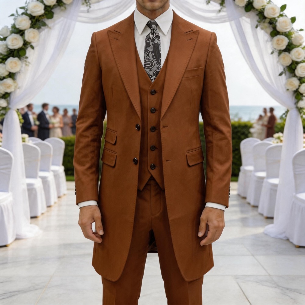 スリムフィット3ピースフォーマルメンズスーツ ロングジャケッ - Men Formal Party Wear Outfit のレビューと価格