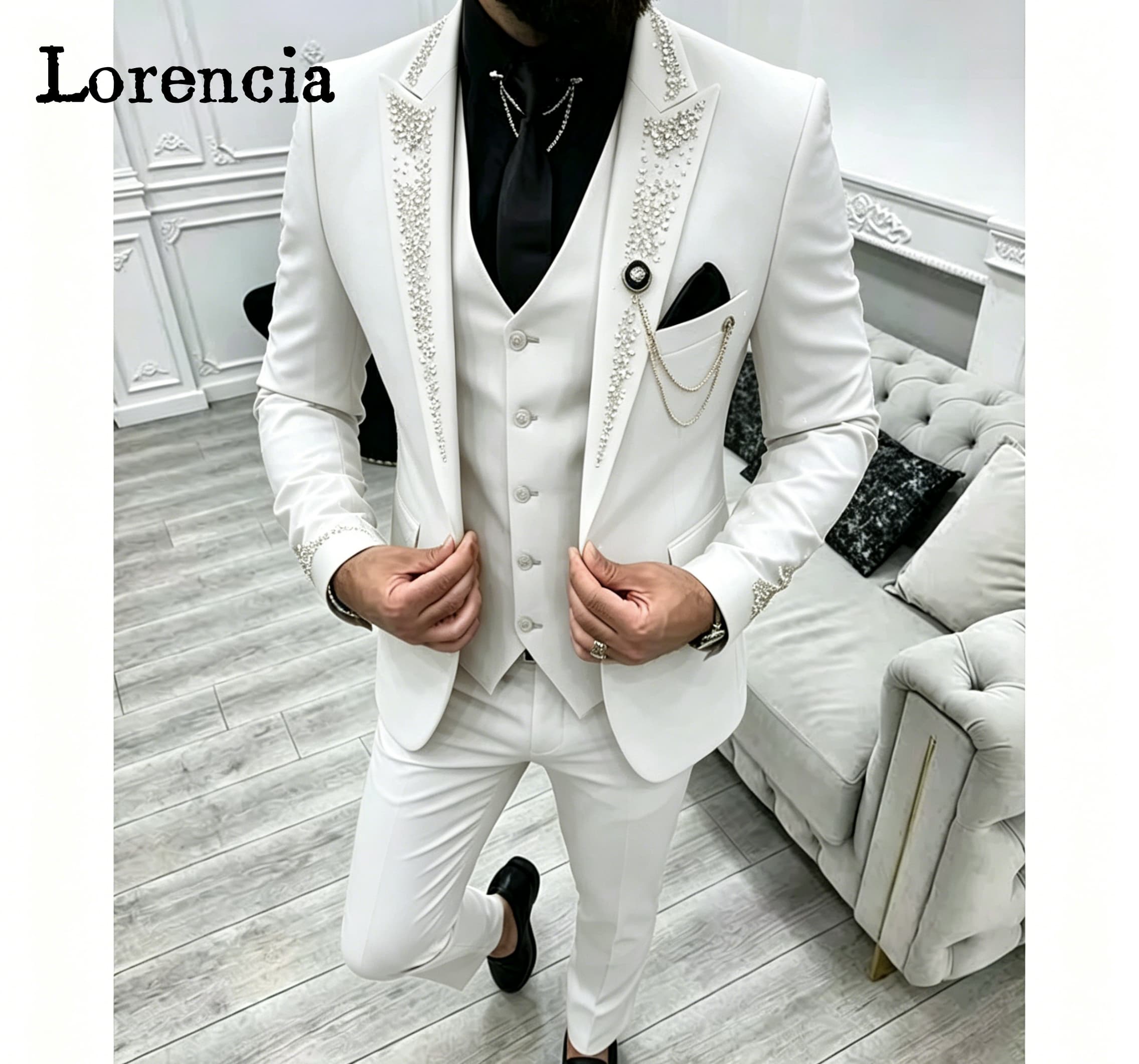 高級3ピースフォーマルメンズスーツセットピークラペルブレザー - Elegant Formal Men'S Wear のレビューと価格