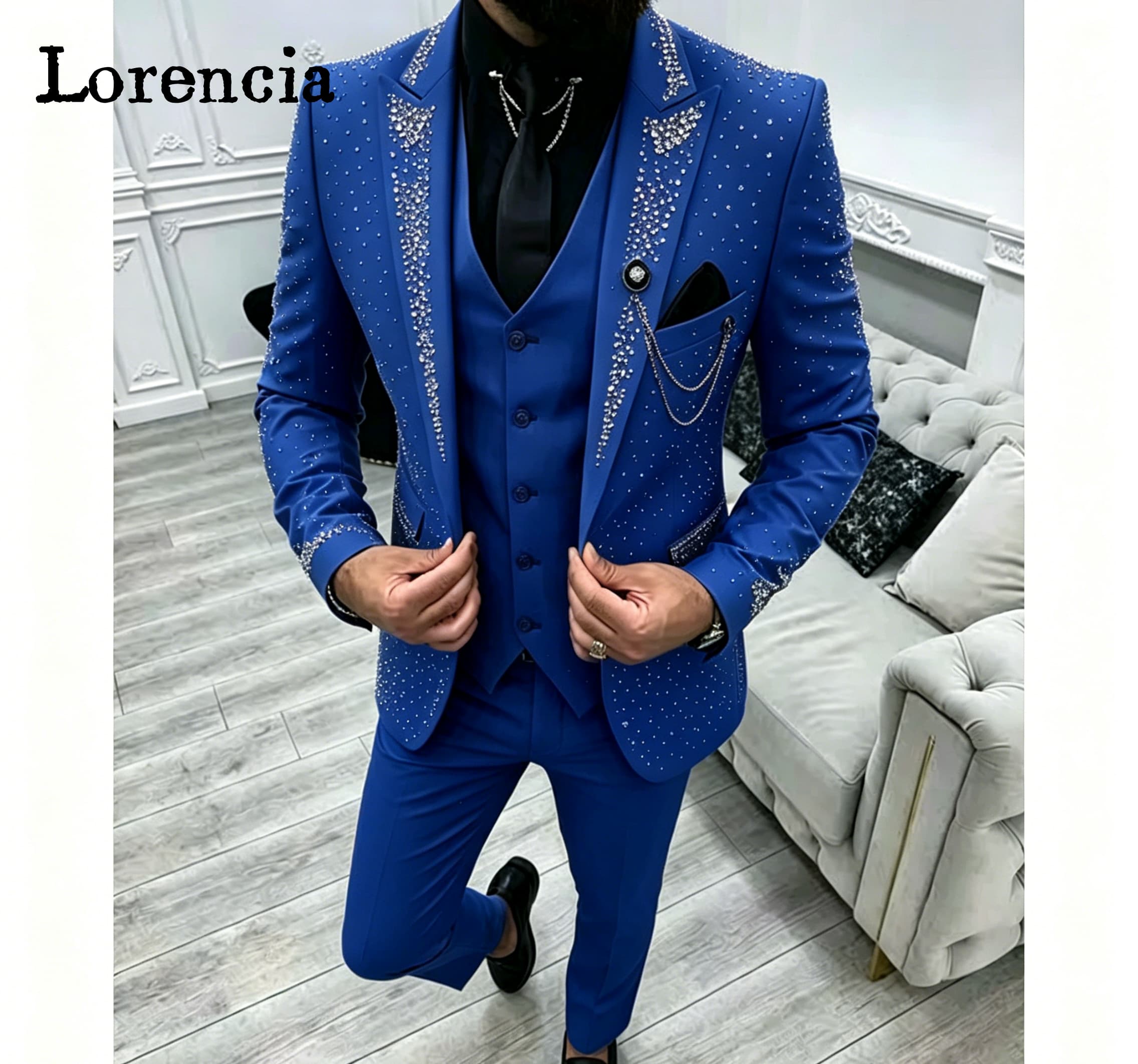 高級3ピースフォーマルメンズスーツセットピークラペルブレザー - Elegant Formal Men'S Wear のレビューと価格