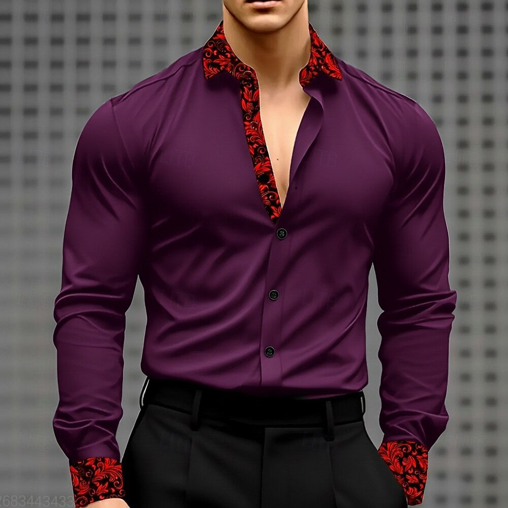 10 色メンズ花柄プリントフラワーシャツフォーマルシャツ長袖 - Men'S Holiday Formal Wear のレビューと価格
