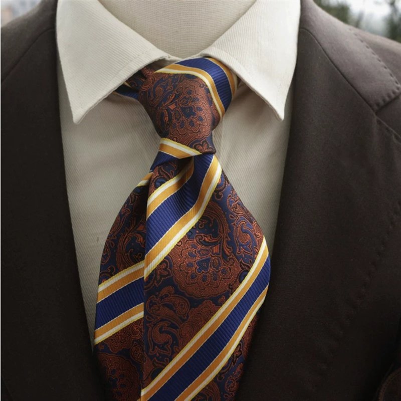 メンズネイビーブラウンのネクタイ,フォーマルなビジネスシルク - Men'S Formal Wear Ties のレビューと価格
