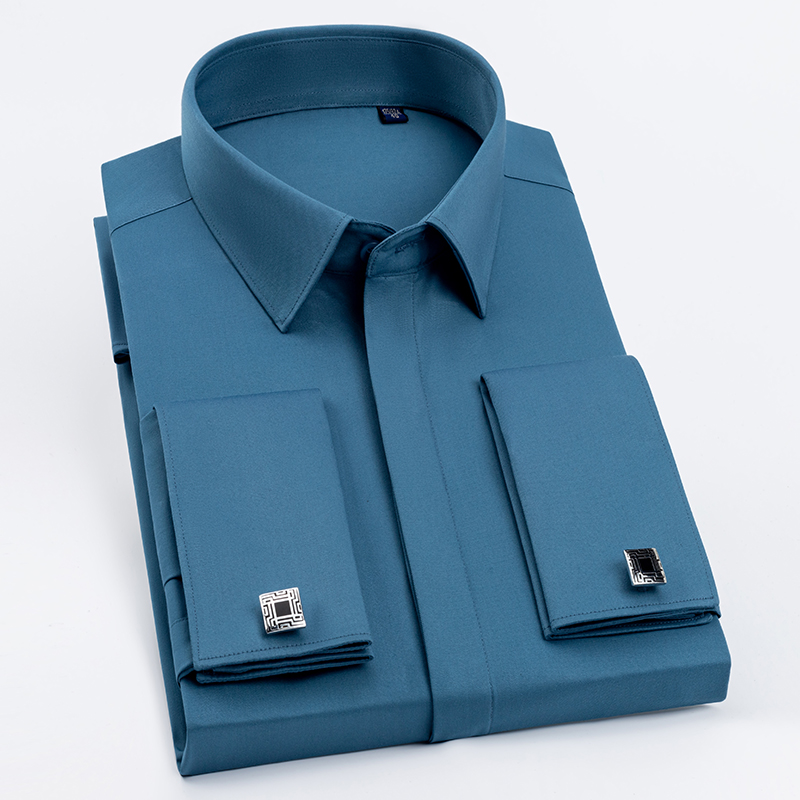 メンズフレンチカフスボタンシャツ、メンズ長袖、高級感、竹繊維 - Men Formal Wear Shirts のレビューと価格