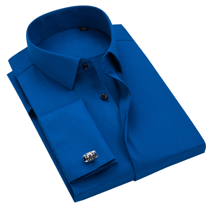 メンズフレンチカフスボタンシャツ、メンズ長袖、高級感、竹繊維 - Men Formal Wear Shirts のレビューと価格