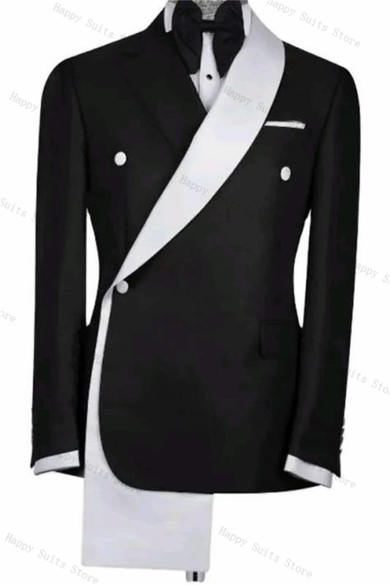 黒白男性スーツセット 2 ピースブレザー + パンツズボンダ - Men Formal Wear Black And White のレビューと価格