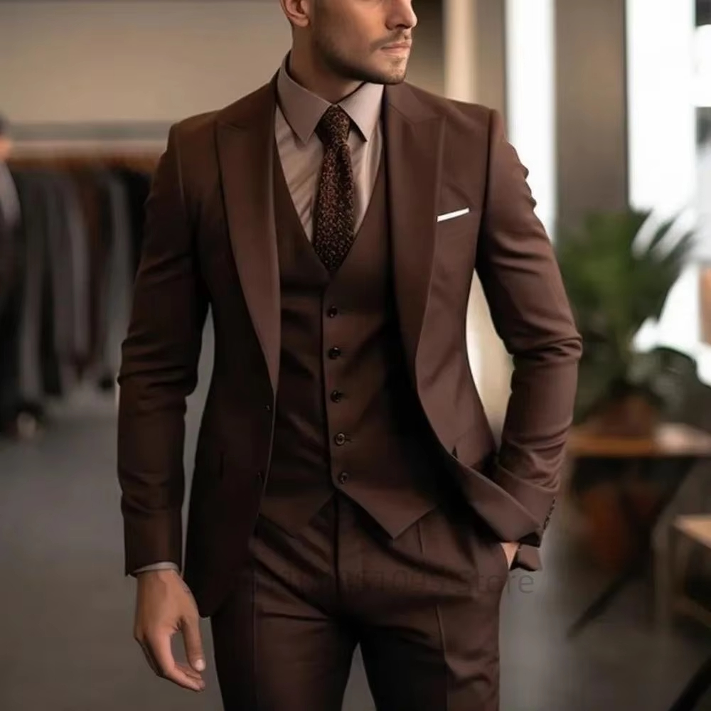 3ピースブレザーベストパンツ メンズクラシックスーツ ピーク - Elegant Formal Men'S Wear のレビューと価格