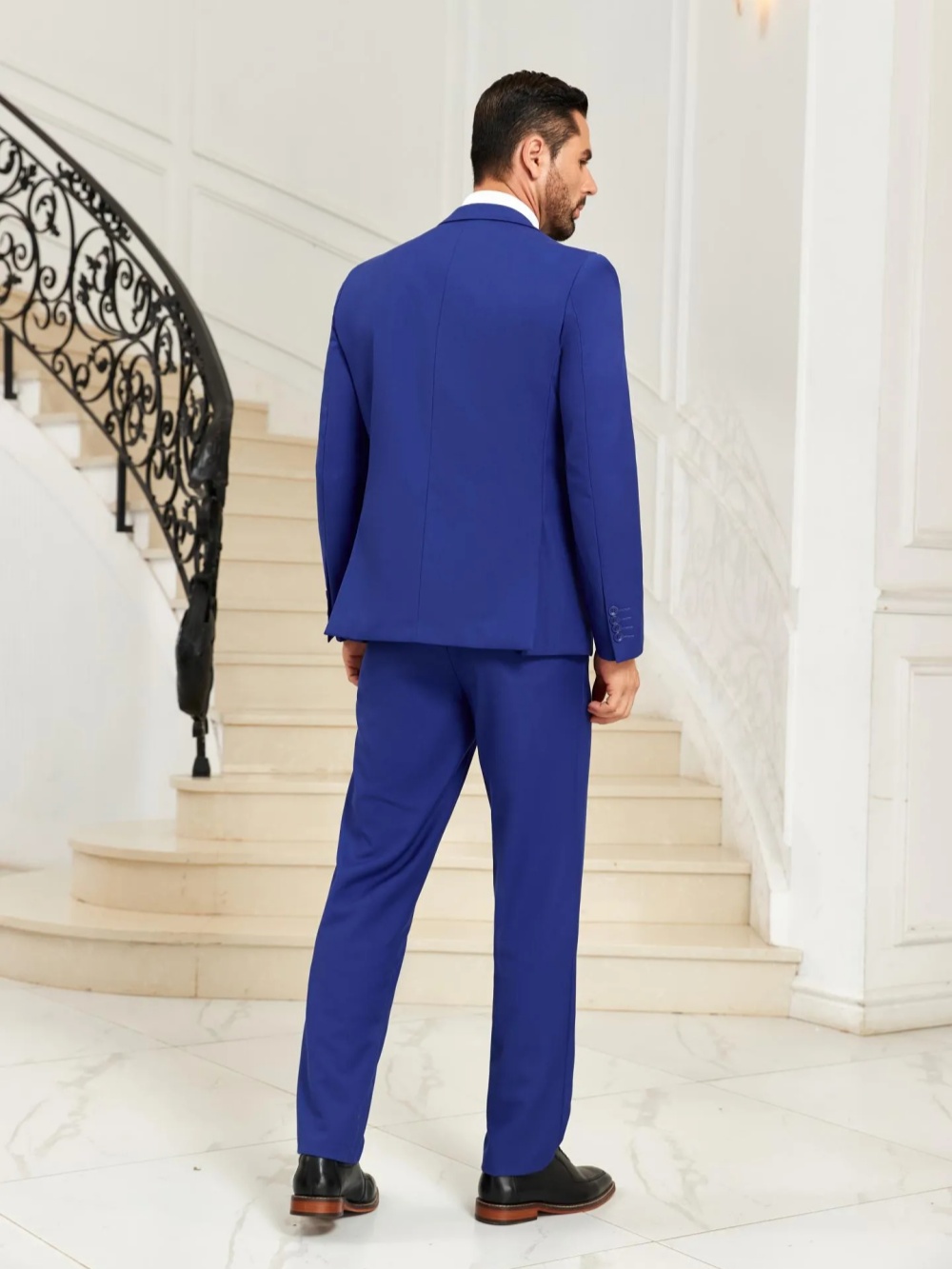 新作ブルーメンズスリムフィットスーツ3ピースビジネススーツノ - Men Formal Party Wear Outfit のレビューと価格