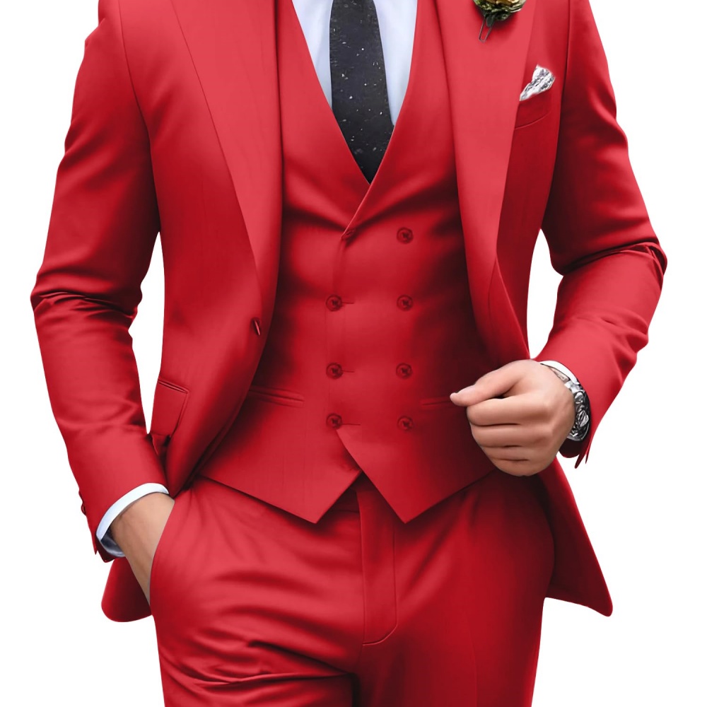 3ピース無地メンズスーツ 結婚式タキシード新郎衣装 ビジネス - Men Formal Wear Outfits のレビューと価格