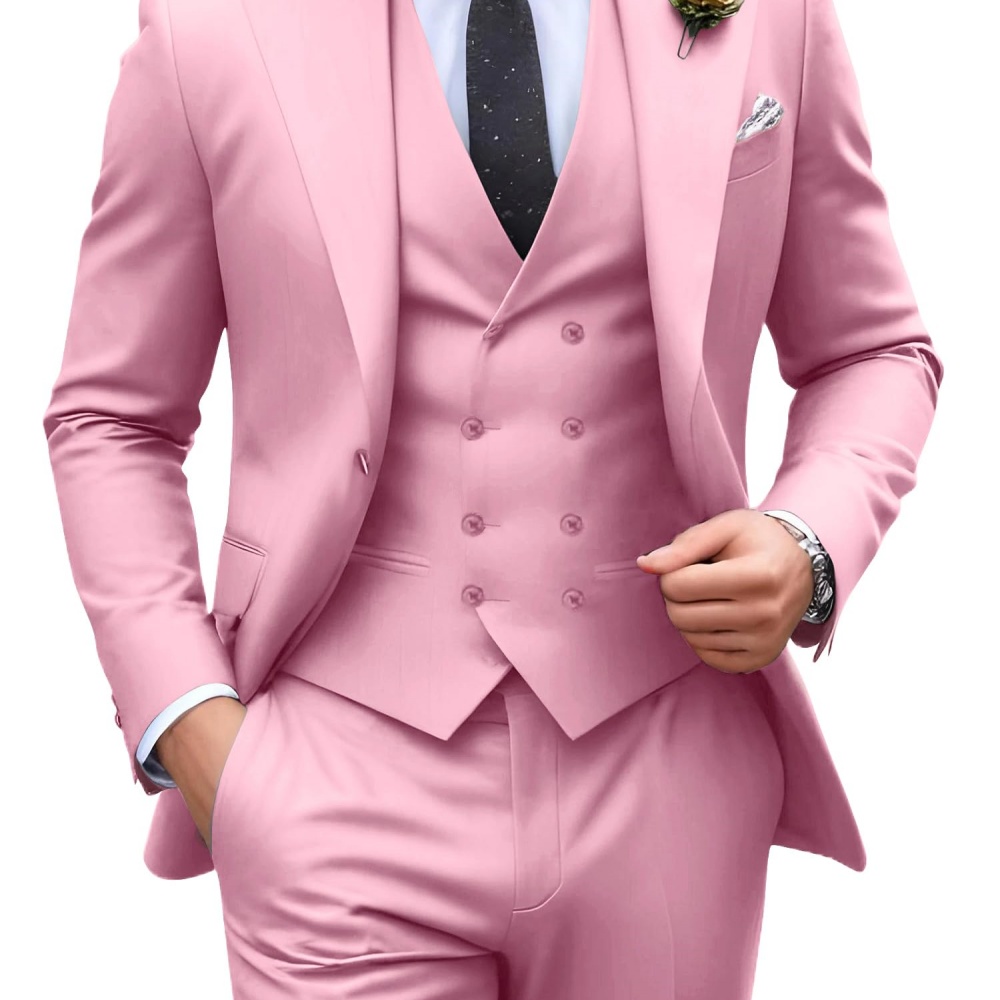 3ピース無地メンズスーツ 結婚式タキシード新郎衣装 ビジネス - Men Formal Wear Outfits のレビューと価格