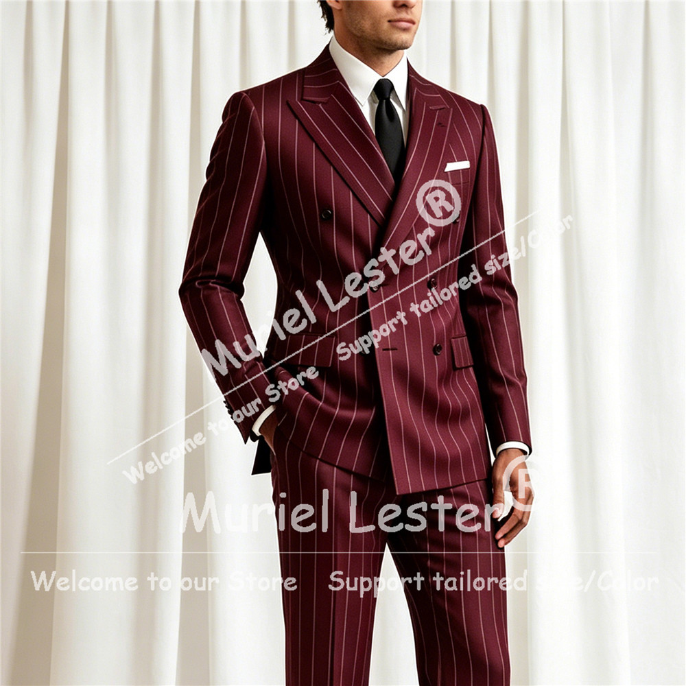 エレガントなストライプスーツ メンズ 2ピースセット ダブル - Elegant Formal Men'S Wear のレビューと価格