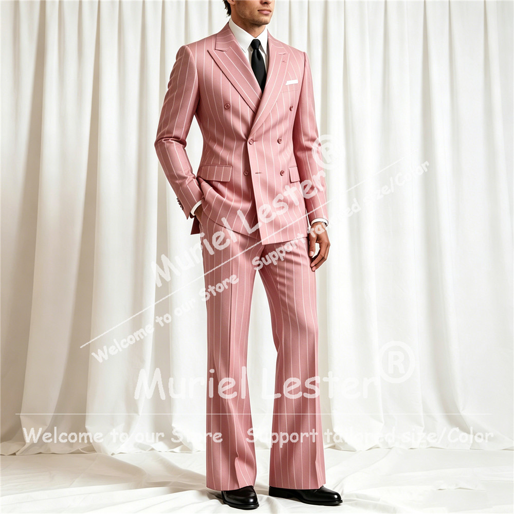 エレガントなストライプスーツ メンズ 2ピースセット ダブル - Elegant Formal Men'S Wear のレビューと価格