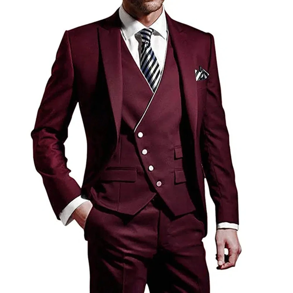 男性スーツ アーミーグリーン 3 ピース新郎着用ピークドラペ - Men'S Formal Evening Wear のレビューと価格