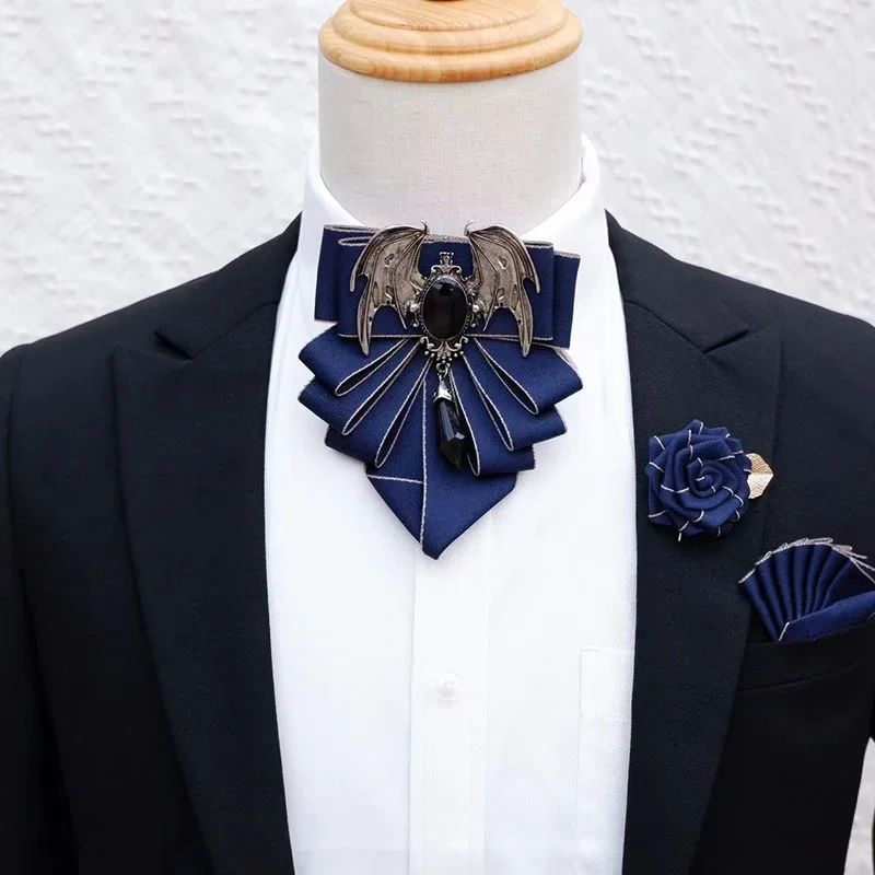 男性用の英国スタイルのボウブローチセット,花の襟付きのフォー - Men'S Formal Wear Ties のレビューと価格