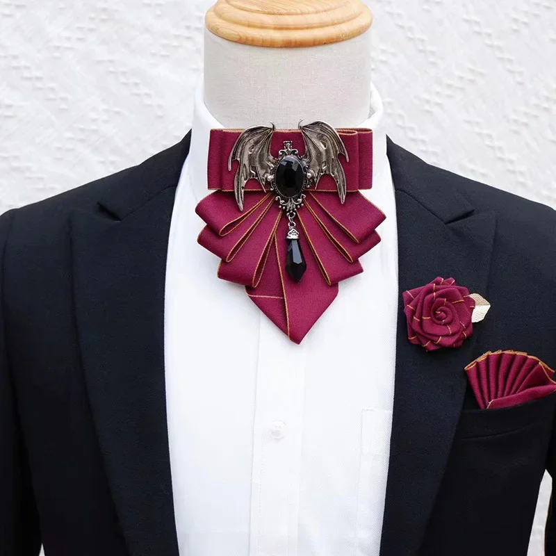 男性用の英国スタイルのボウブローチセット,花の襟付きのフォー - Men'S Formal Wear Ties のレビューと価格