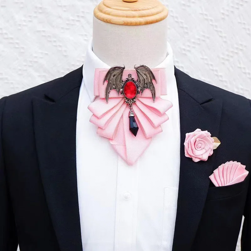 男性用の英国スタイルのボウブローチセット,花の襟付きのフォー - Men'S Formal Wear Ties のレビューと価格