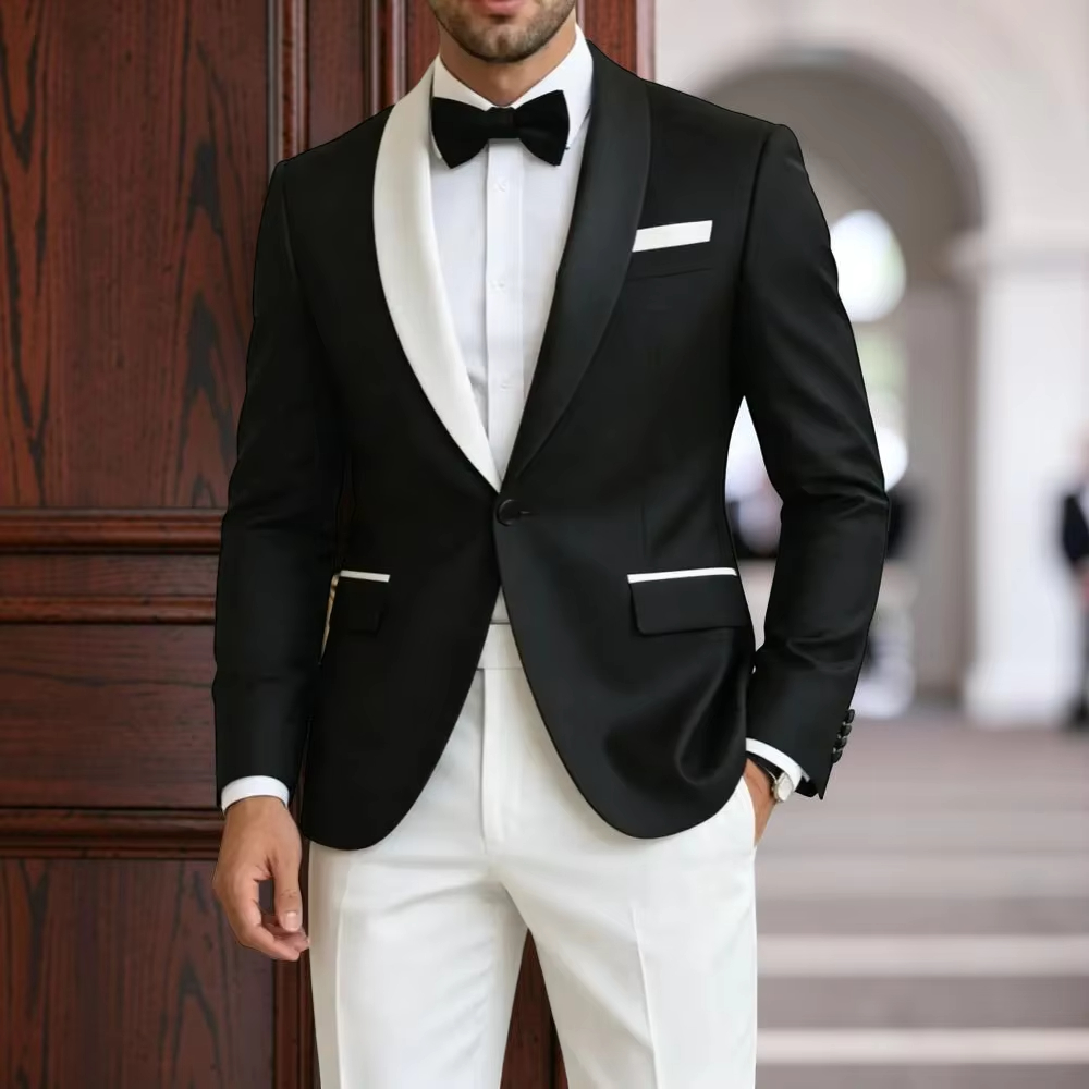 男性用フォーマルスーツ コントラストカラー 2ピース ウェデ - Men'S Formal Evening Wear のレビューと価格