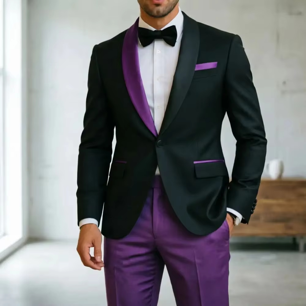 男性用フォーマルスーツ コントラストカラー 2ピース ウェデ - Men'S Formal Evening Wear のレビューと価格