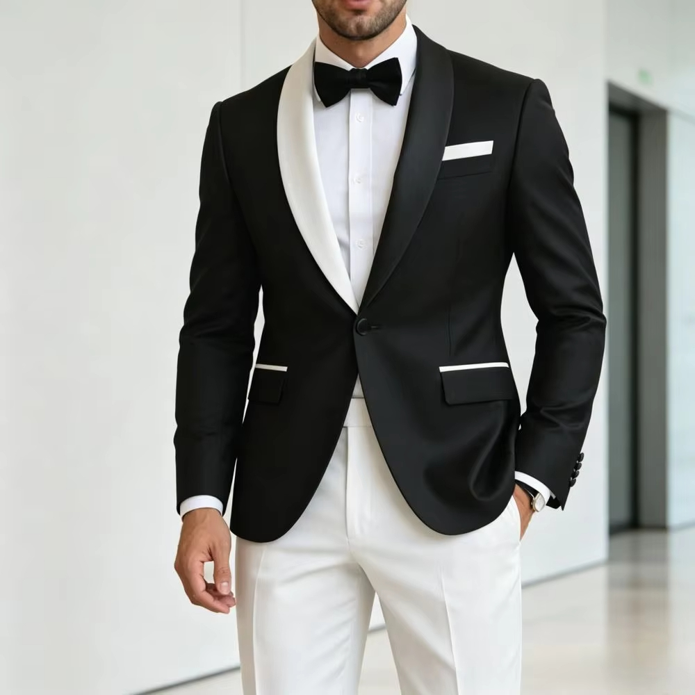 男性用フォーマルスーツ コントラストカラー 2ピース ウェデ - Men'S Formal Evening Wear のレビューと価格