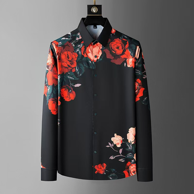 メンズ長袖シャツ,ヴィンテージ,フローラルプリント,社交クラ - Men Formal Wear Shirts のレビューと価格